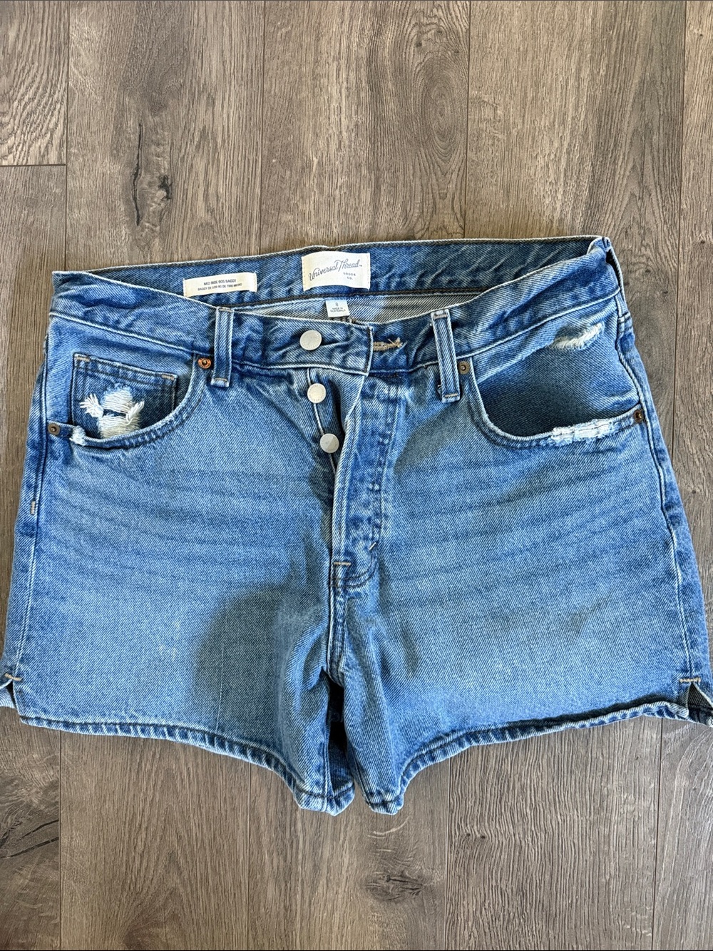 Universal Thread Blue High-Rise Distressed Denim Shorts size 8